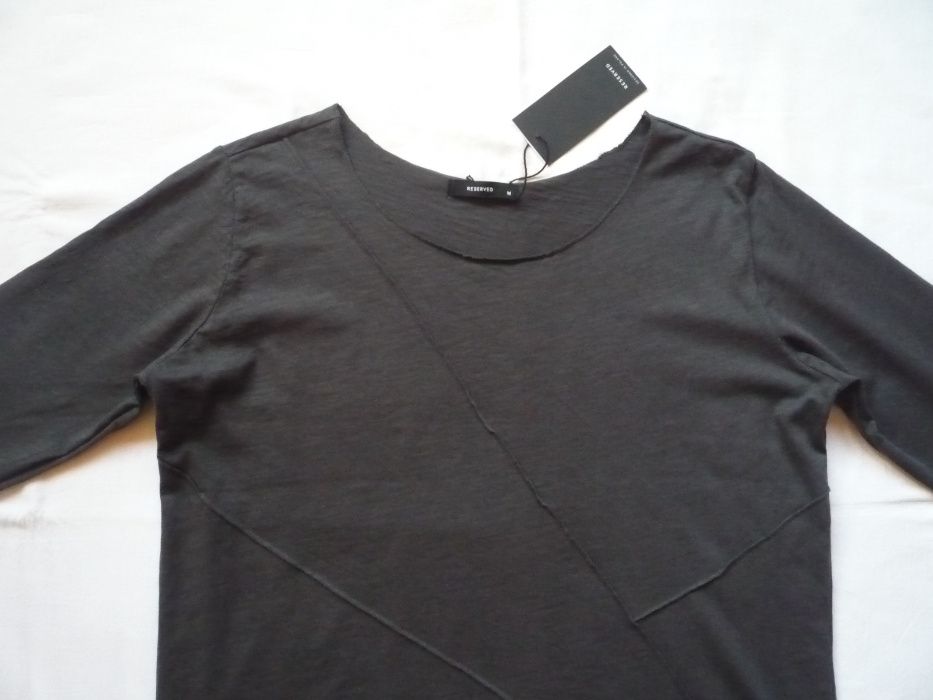 NOWA Reserved 38/M Bluzka Szara Grafitowa Bawełna Efektowna