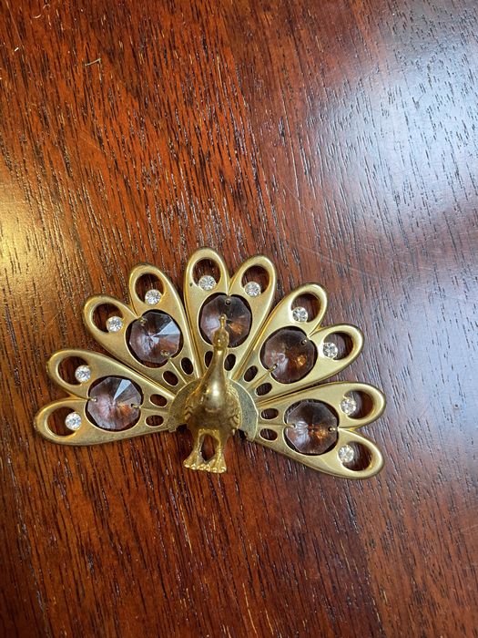 Swarovski figurka kolekcjonerska zloty paw z krysztalami