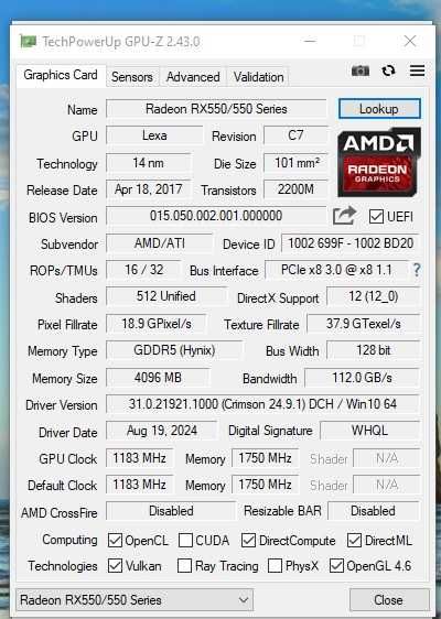 Видеокарта Arktek PCI-Ex Radeon RX 550 4GB GDDR5
