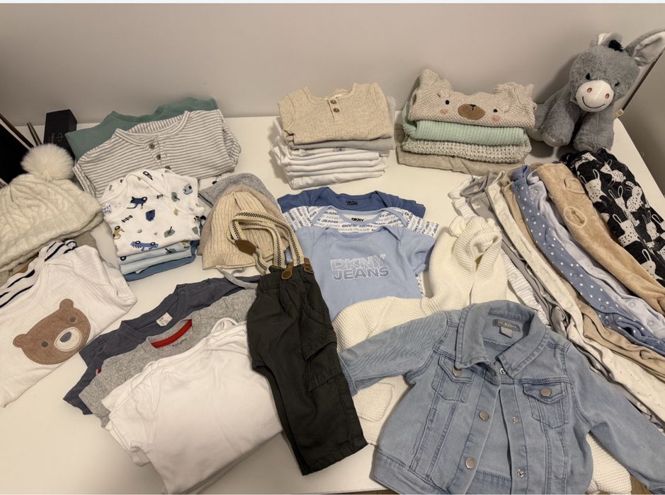 DUŻA paka ubrań ubranek wyprawka dla noworodka chlopca 56,58,62,68,74