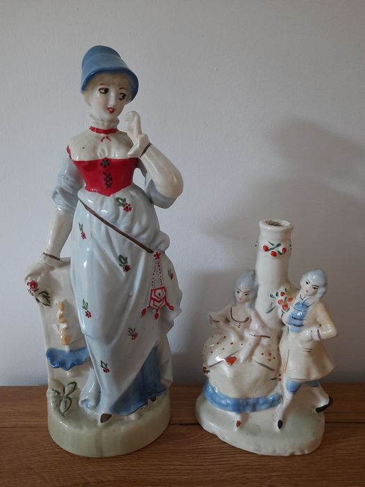 Porcelana prl. Świecznik, dama