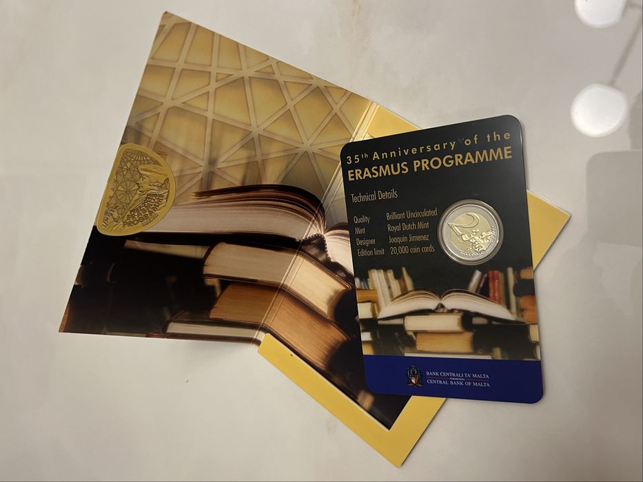 Moeda 2 Euros 35º Aniversário Programa Erasmus Malta 2022 (Coincard)