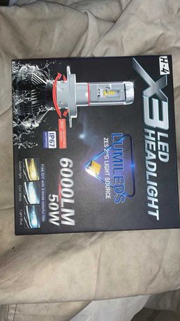 Led лампи в авто x3 led headlight 6000lm 50w H4