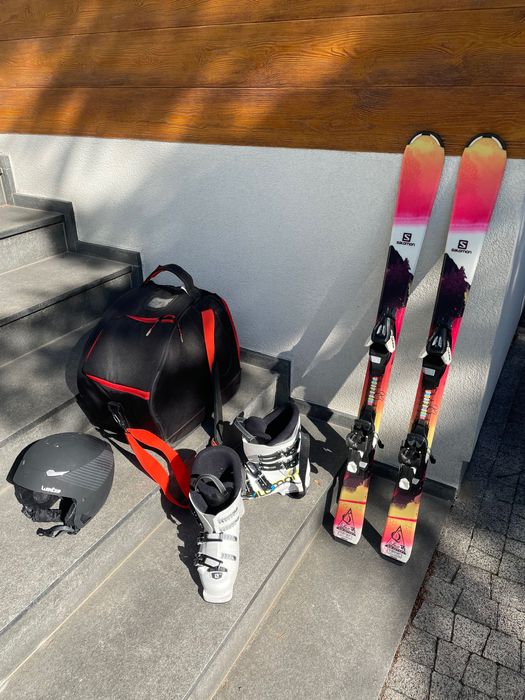 Narty Salomon, buty, torba, kask