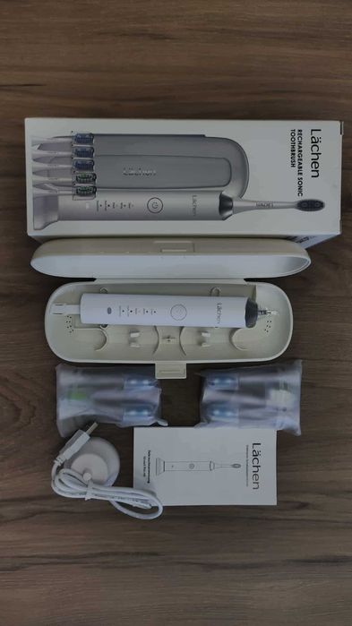 LÄCHEN Elektryczna Szczoteczka Soniczna 5 Trybów 6 Główki IPX7 Biała