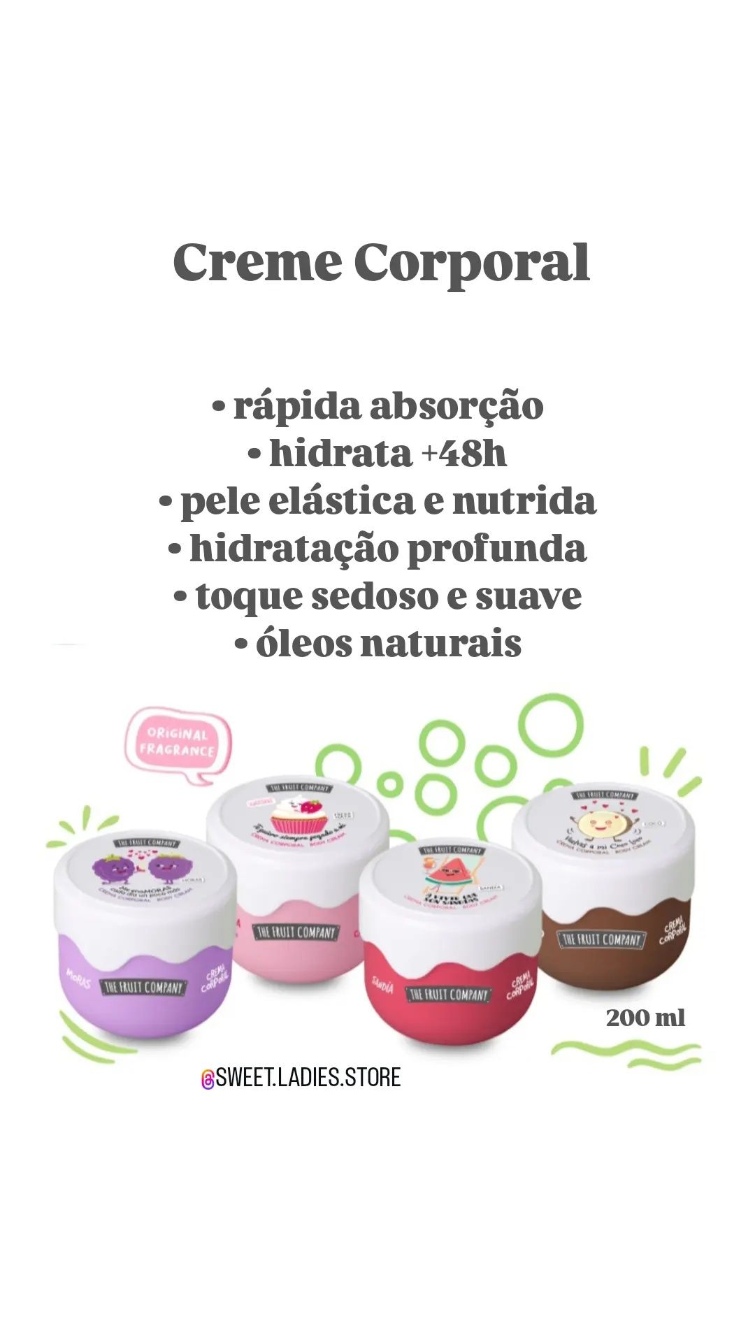 Creme Corporal Hidratante The Fruit Company Sweet Ladies Store