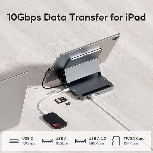 Док-станція PULWTOP 9 в 1 для iPad з корпусом для SSD, 100W