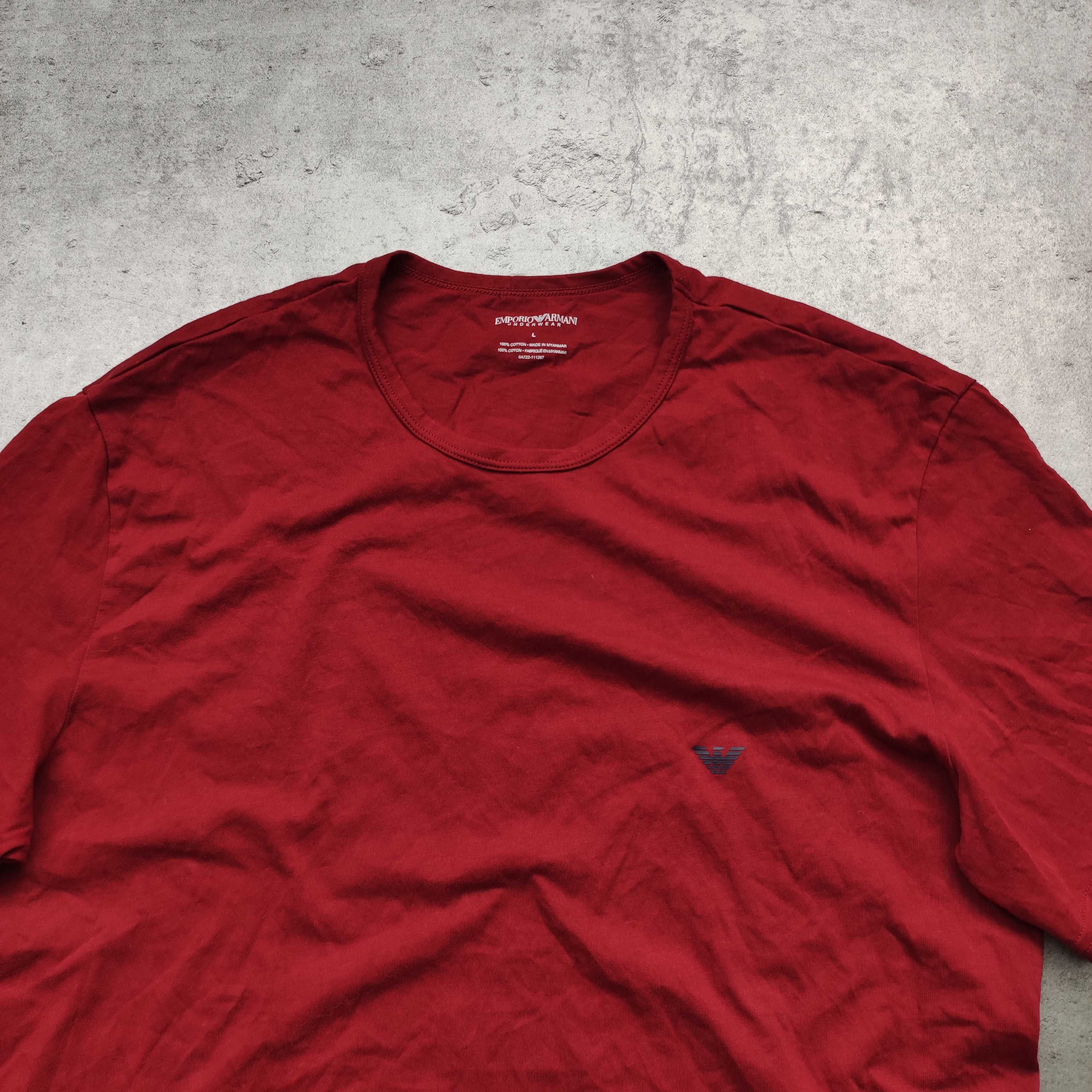 MĘSKA Elegancka Koszulka Bawełna Basic Małe Logo Emporio Armani EA7