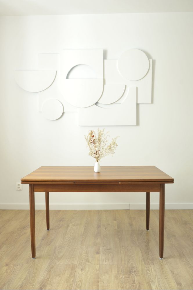 Stół rozkładany duński teak po renowacji vintage retro design