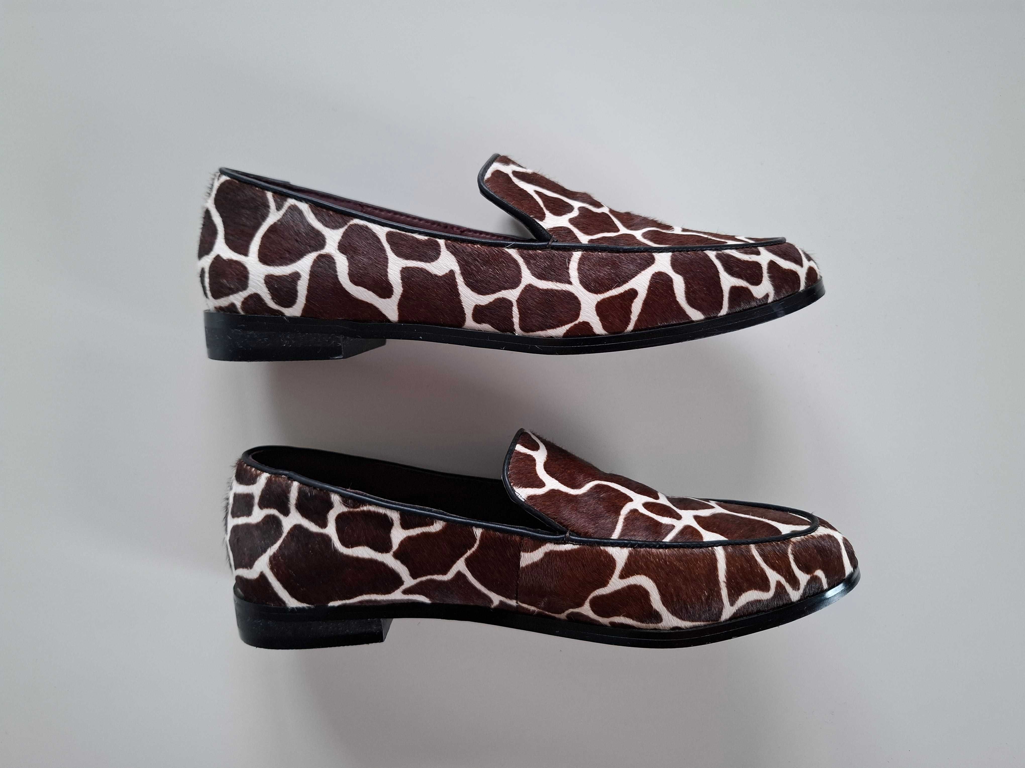 Buty damskie wzór żyrafa, 37, eleganckie loafersy ze zwierzęcym wzorem