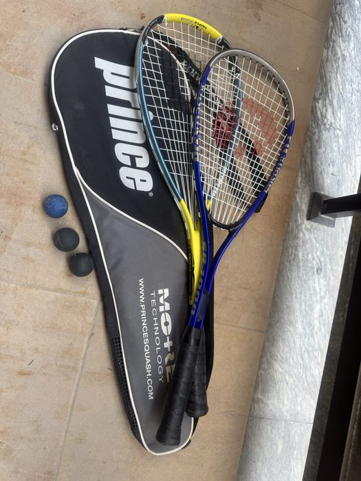 2 raquetes de squash com estojo