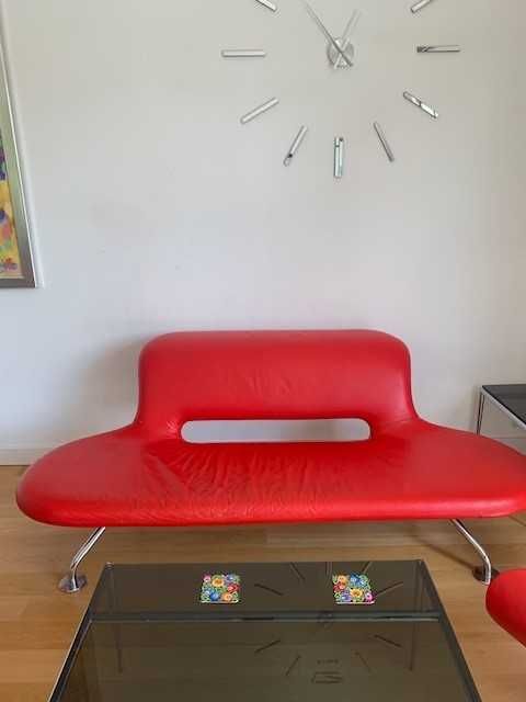 Zestaw sofa i 2 fotele ze skóry oryginalny design