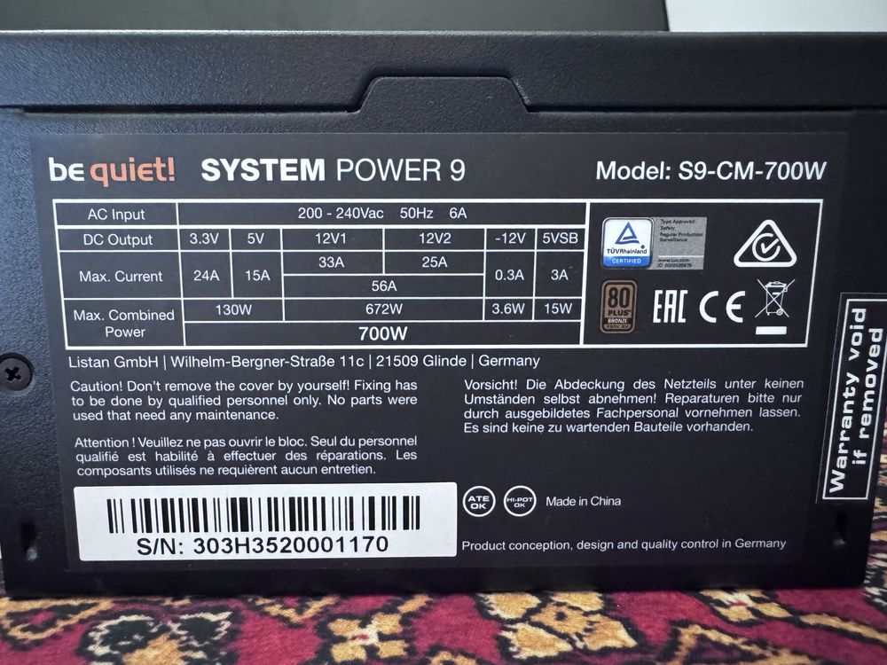 Zasilacz Bequiet system power 9. 700w modularny