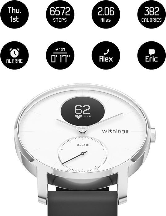 smartwatch withings steel hr srebrny pulsometr krokomierz bluetooth