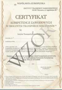 Certyfikat kompetencji zawodowych!