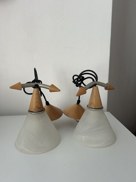 Lampy lamki sufitowe retro vintage marmur alabaster drewno