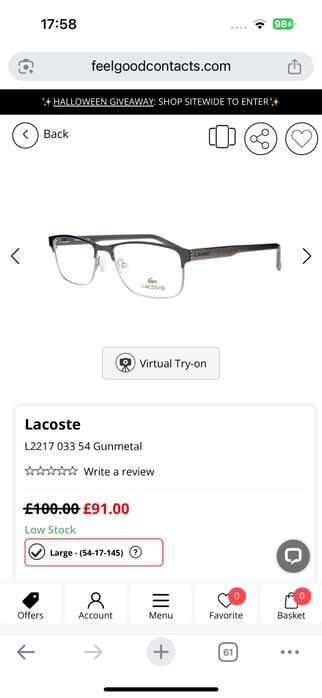 Чоловіча оправа окуляри від Lacoste