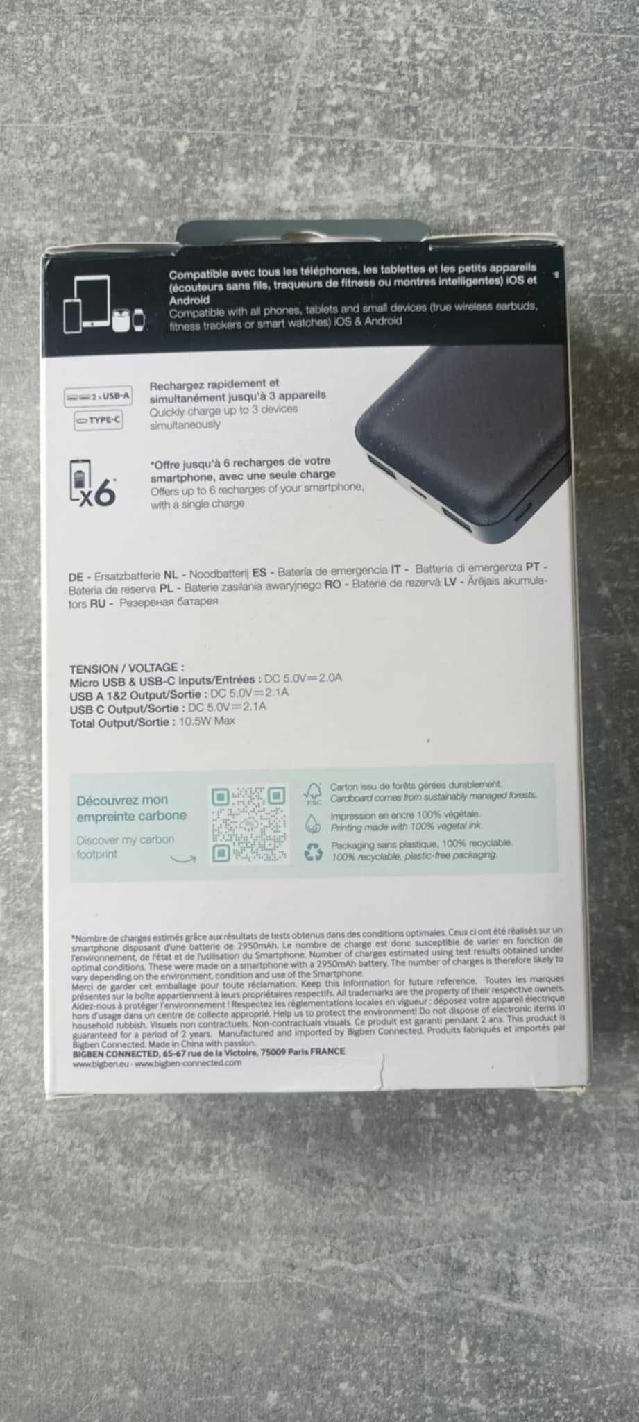 Nowy Powerbank Bigben 20000 mAh czarny Fast Charge !Nysa!