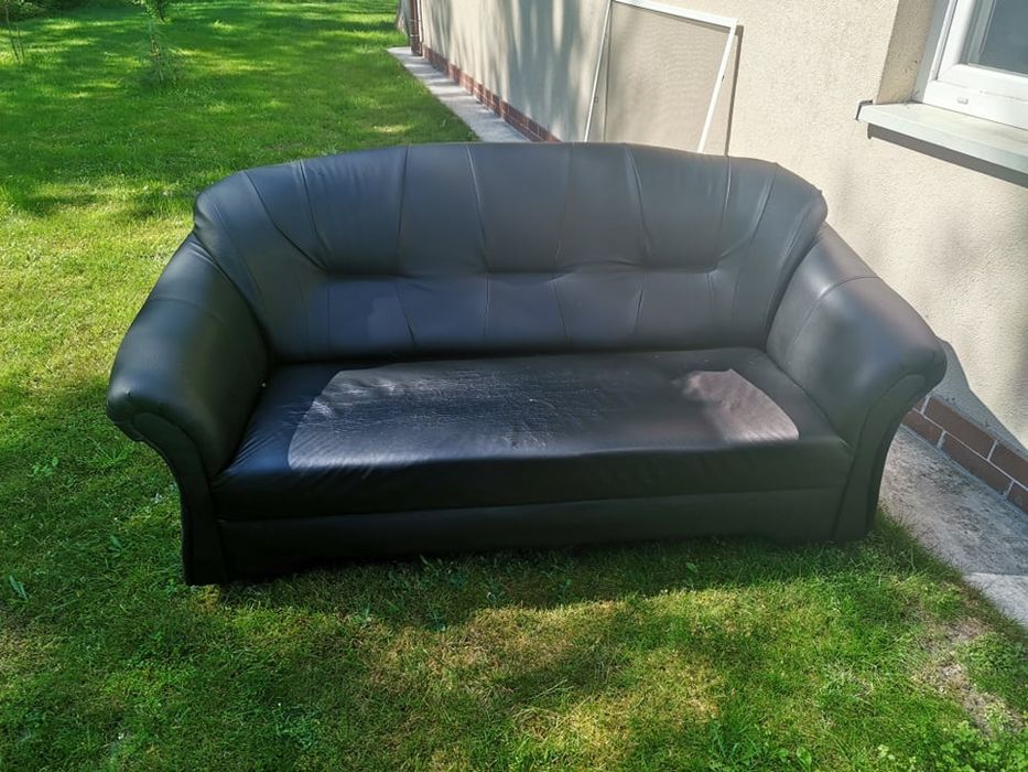 Sofa czarna, ekoskóra