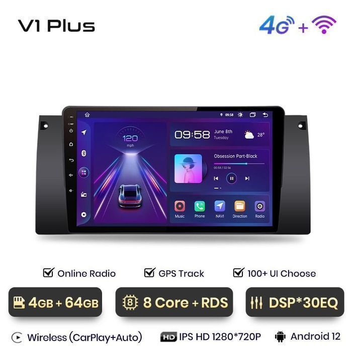 Radio nawigacja BMW 5 E39 E53 X5 M5 Carplay Android Plus 4GB 64GB