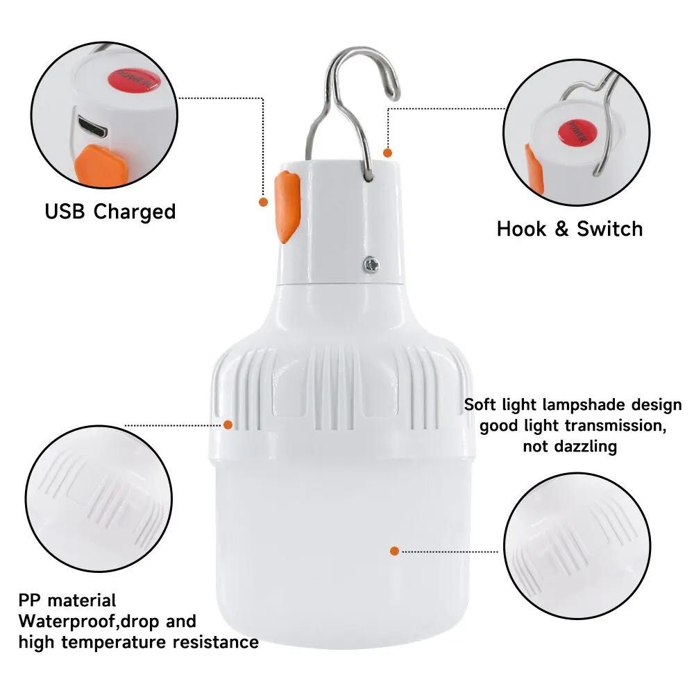 USB LED Лампа 60W / 5В / 1А на аккумуляторе 1200 mAh, белый свет