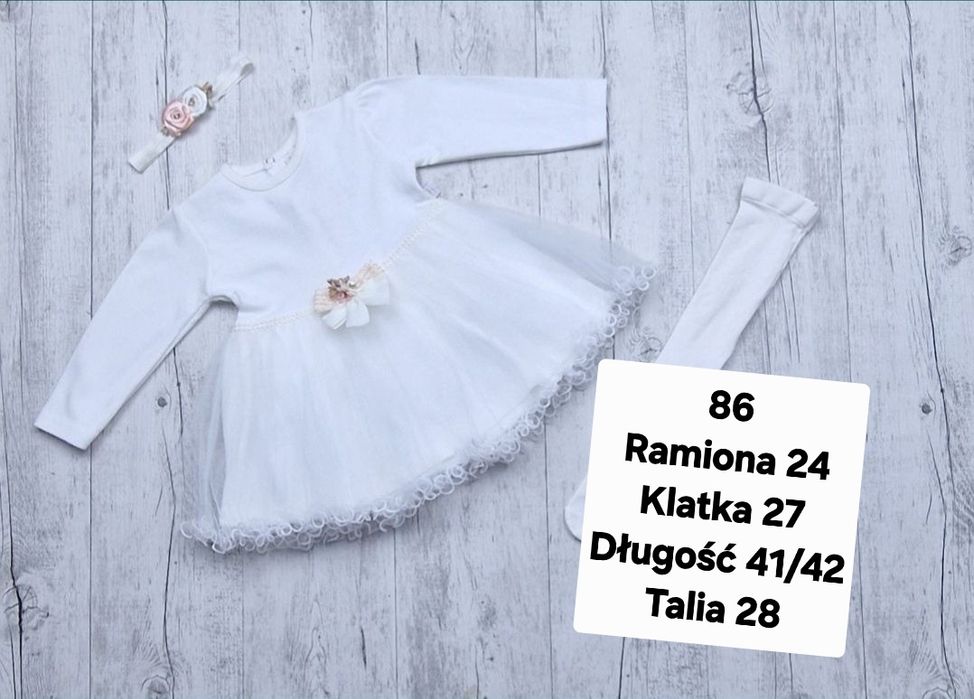 Sukienka do chrztu r 86 bawelniana, biel śmietankowa z tiulem
bawelnia