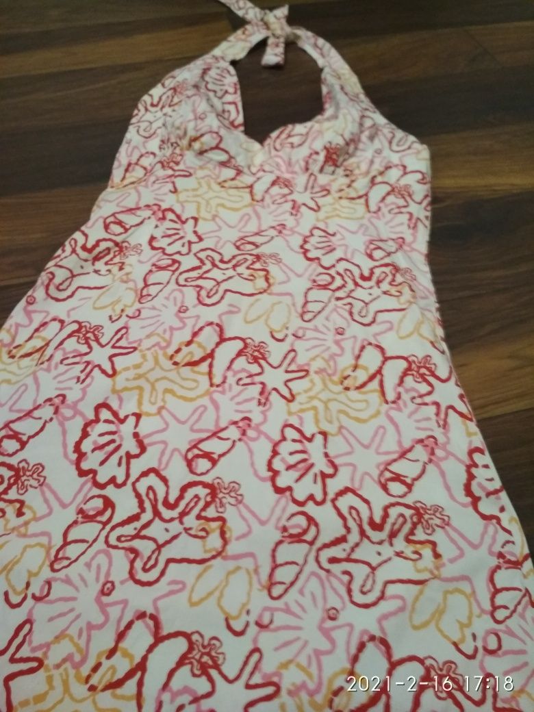 Sukienka mini M pastelowe kolory z odkrytymi plecami wiązanie na szyi