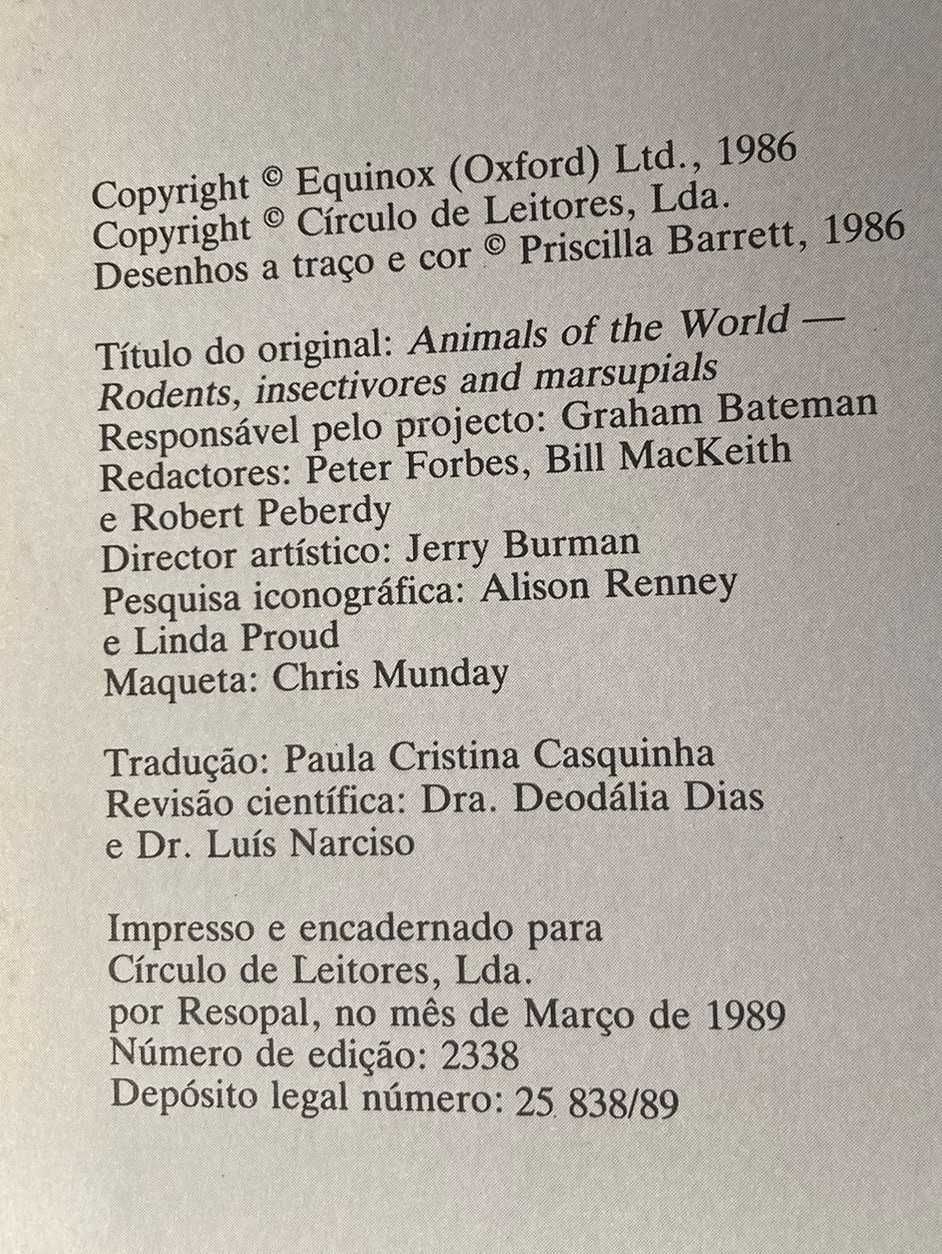Roedores, Insectívoros e Marsupiais