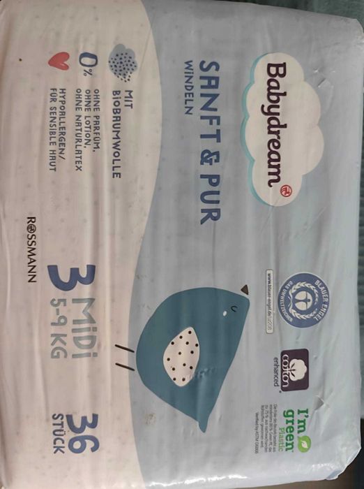 Pieluszki Babydream Sanft & Pur 3 MIDI 5-9 kg, 36 szt. nowe