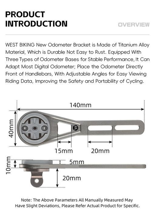 Tytanowy uchwyt na komputer rowerowy i kamerę West Biking
