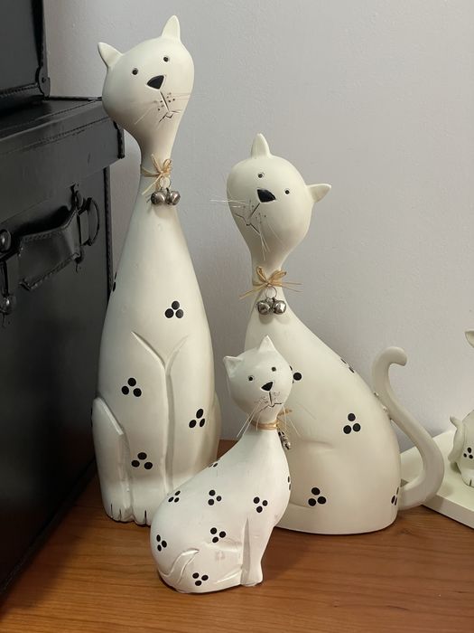 Familia Gatos ceramica decoraticos e suportes livros gatos