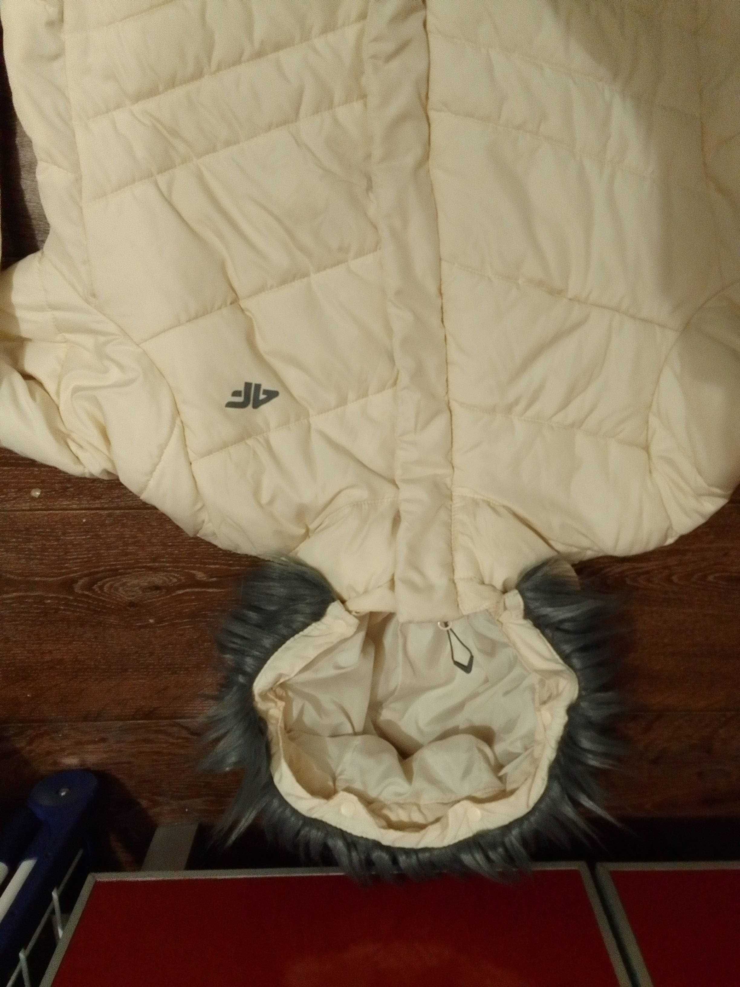 Kurtka puchowa 4F XL primaloft damska kremowa zimowa