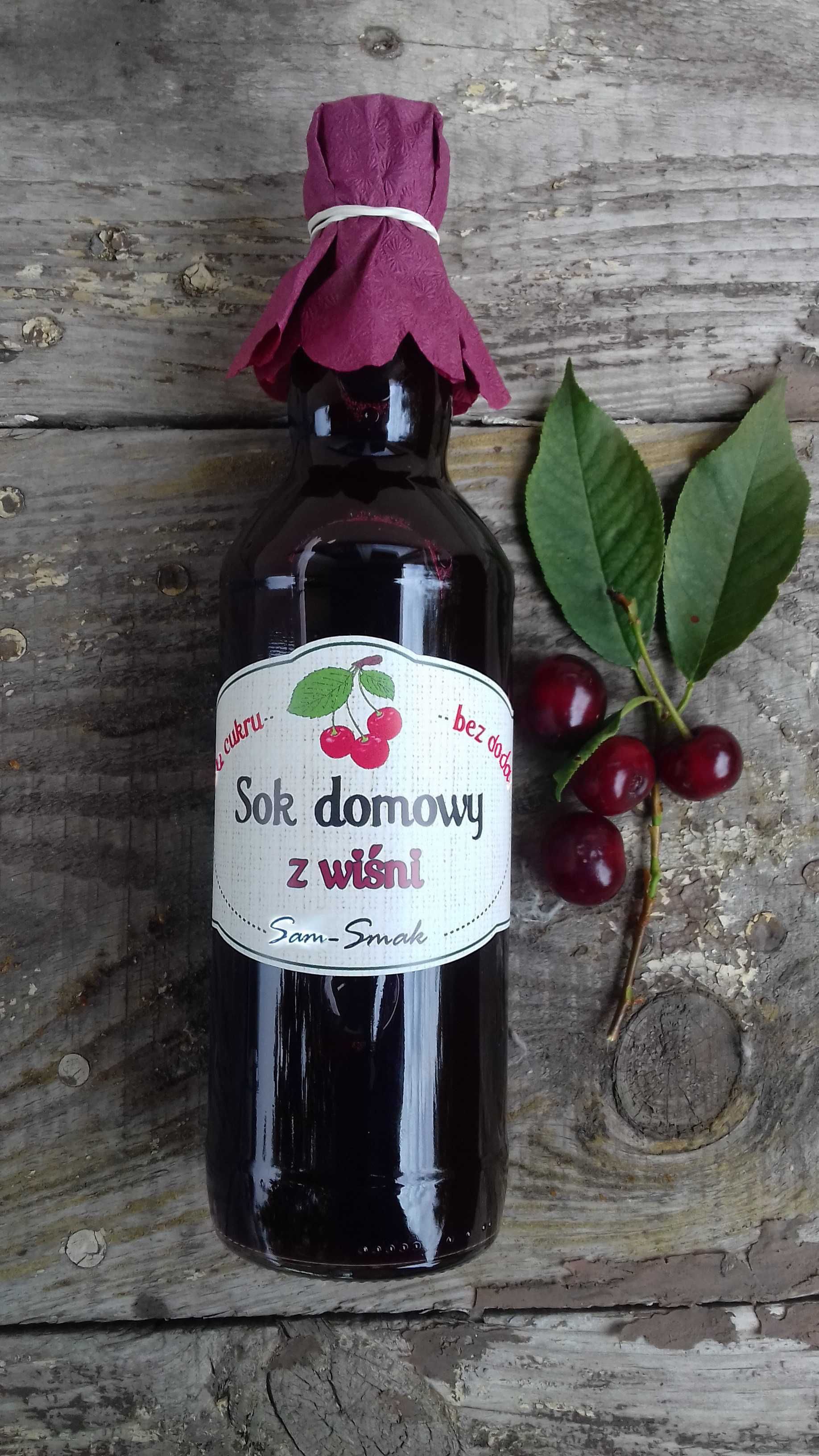 Sok z wiśni wiśniowy BEZ DODATKU CUKRU 100% domowy 500 ml