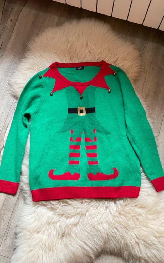 Nowy meski sweter sweterek swiateczny M L elf przebranie elfa temat