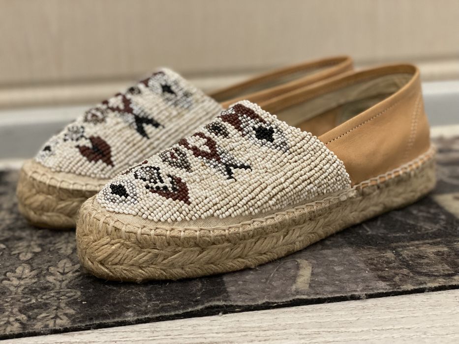 Мокасины кожа - бисер, новое состояние!