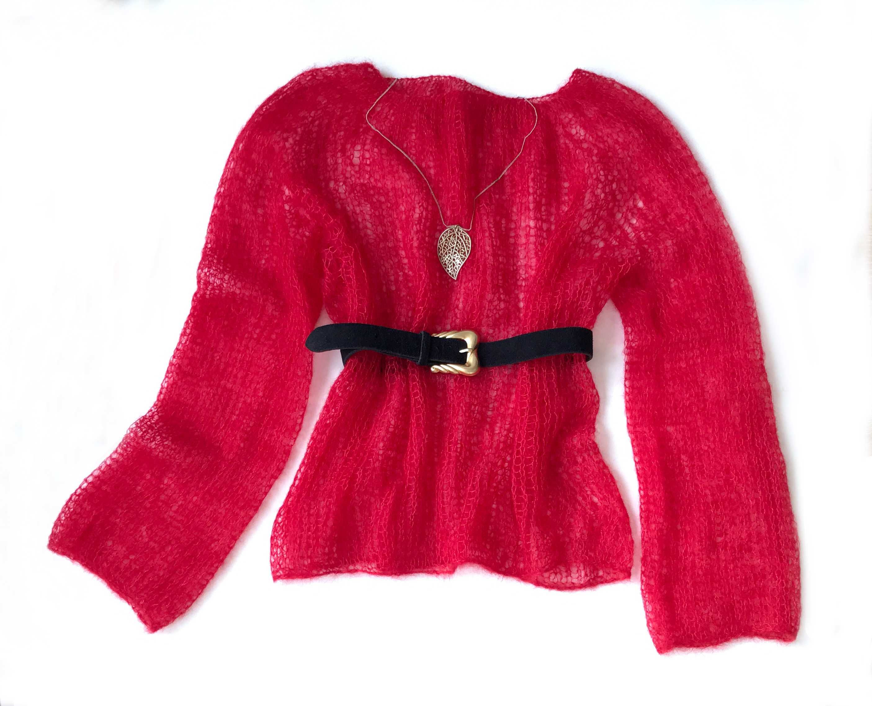 Camisola feita a mao. Oversized Red Kid Mohair and Silk Sweater.