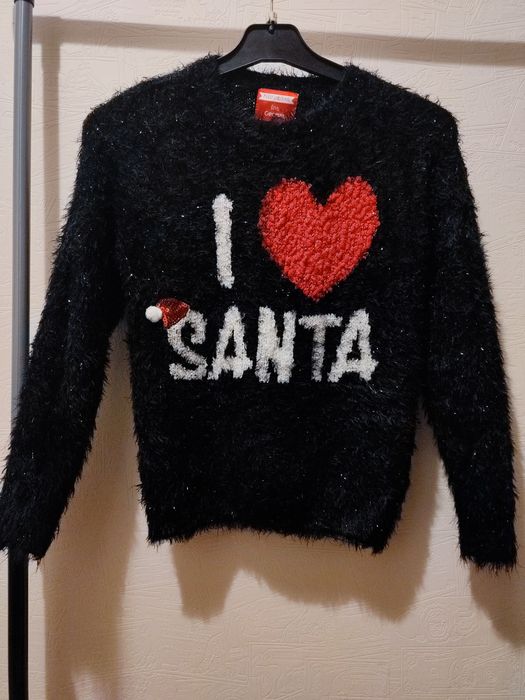 Piękny sweter z motywem świątecznym zimowym Santa mikołajki 140