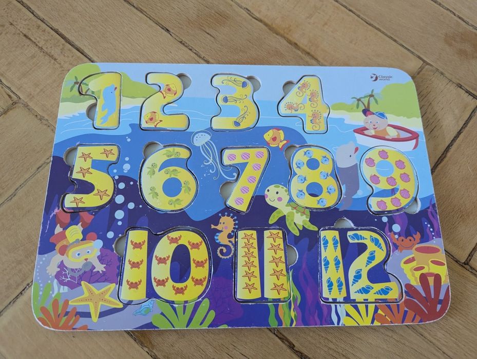 Дерев'яна дошка з цифрами, розвиваюча гра, цифри