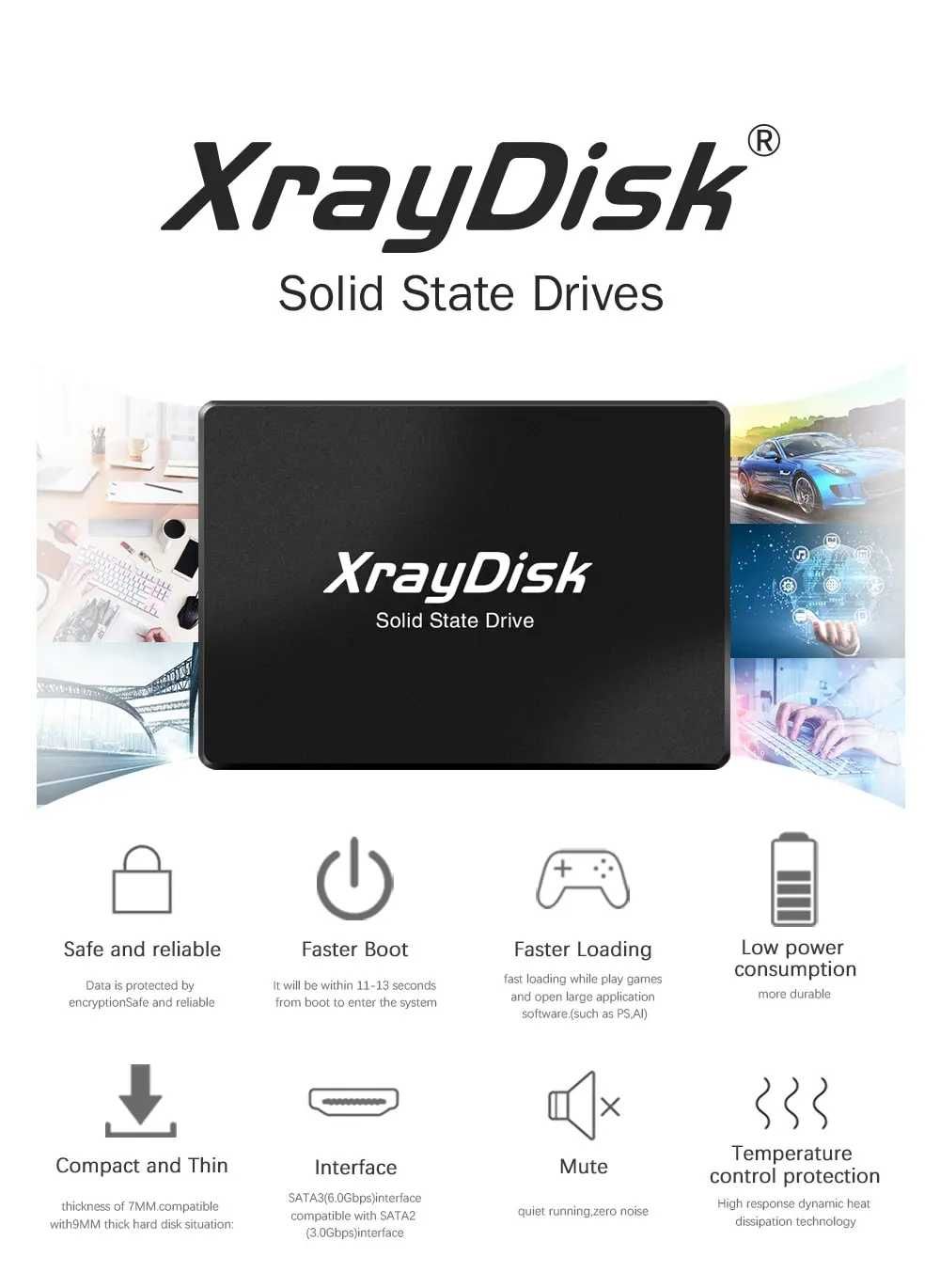 SSD диск накопитель 2.5" SATA3 64GB 128GB  256GB 512GB 1Тб 2Тб XrayDis