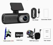 Видеорегистратор 2 камеры 4K UltraHD + microSD 64GB WiFi dash cam 170°