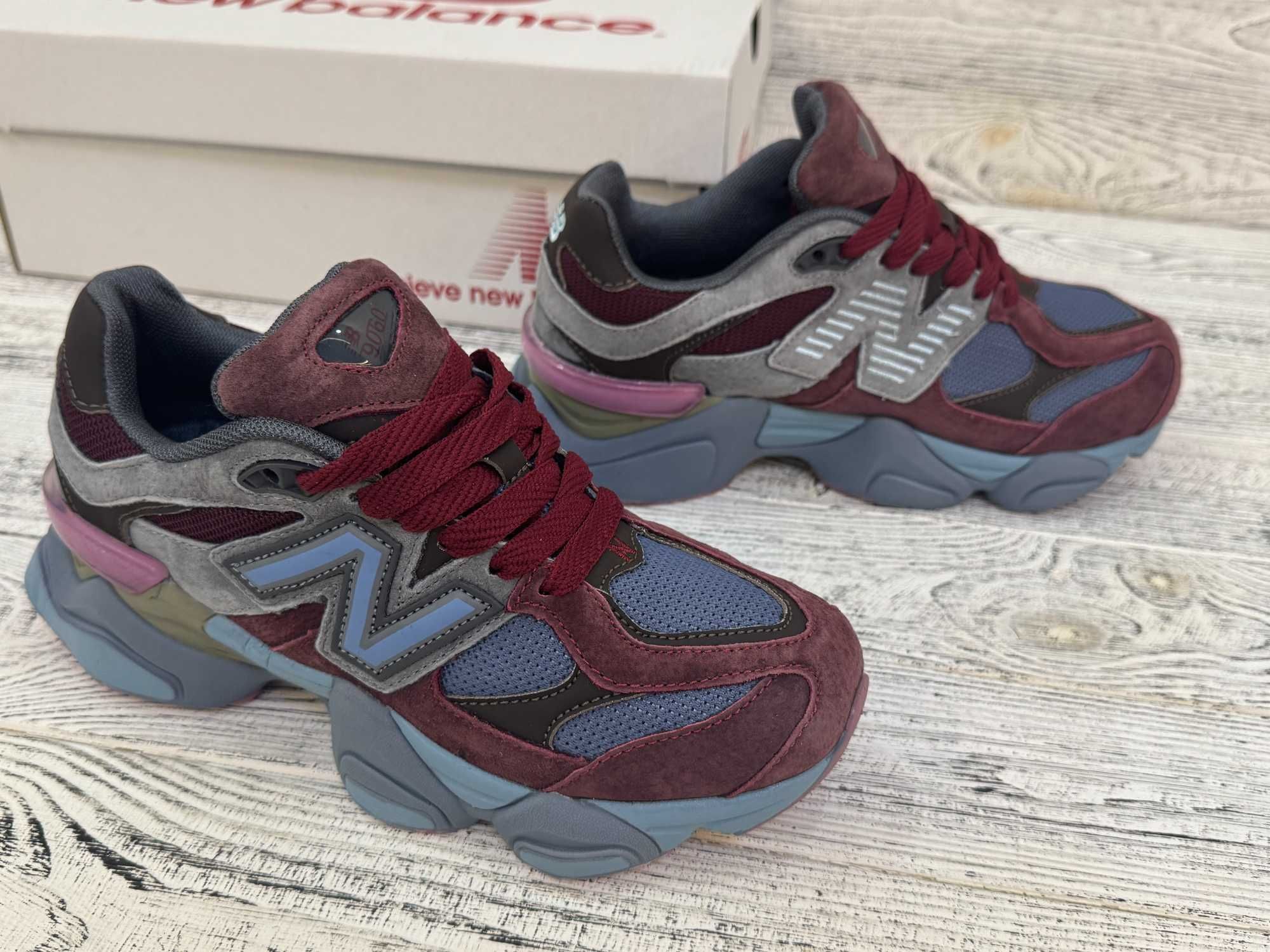 Кросівки New Balance 9060 бордові з блакитним кросівки Нью Баланс 9060