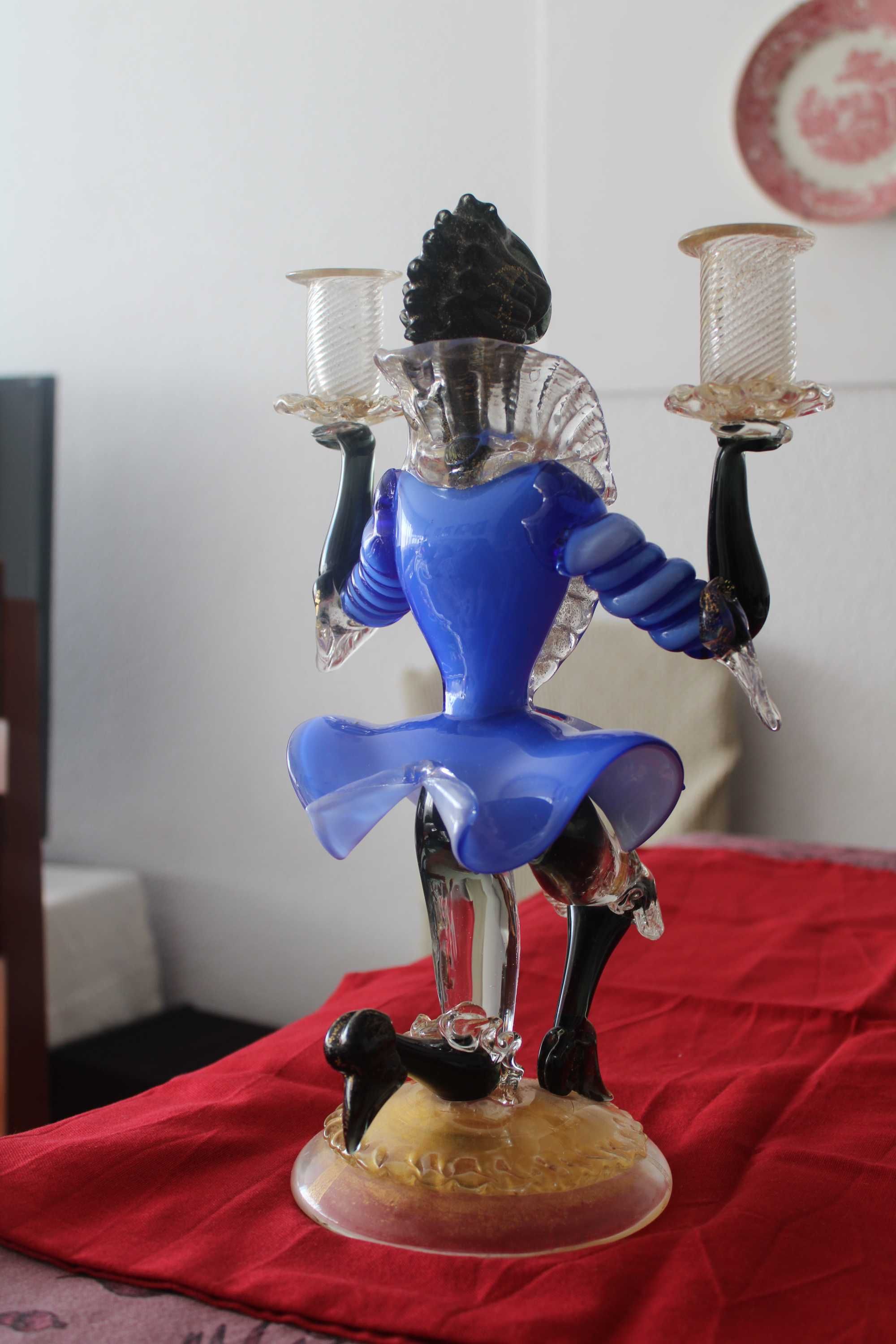 Candelabro em Vidro de Murado com 2 Lumes, com 35 cm