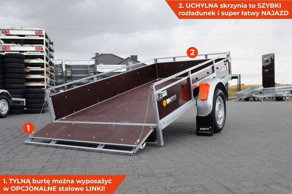 MOCNA 252x135x38 przyczepka lekka VESTA light 25W sklejki z relingami