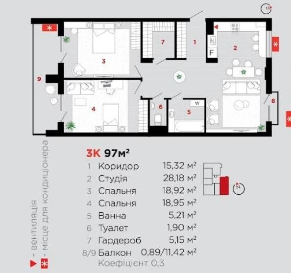 Трикімнатна квартира в самому центрі міста!