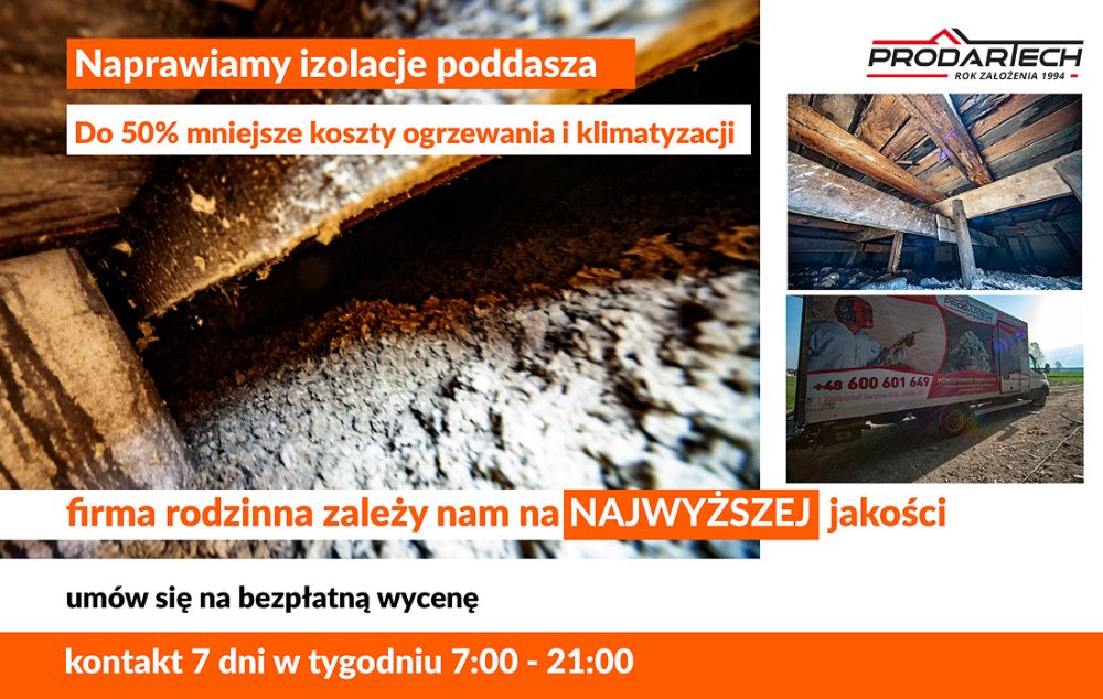 Naprawa ocieplenia poddasza ocieplanie celulozą termex ekofiber