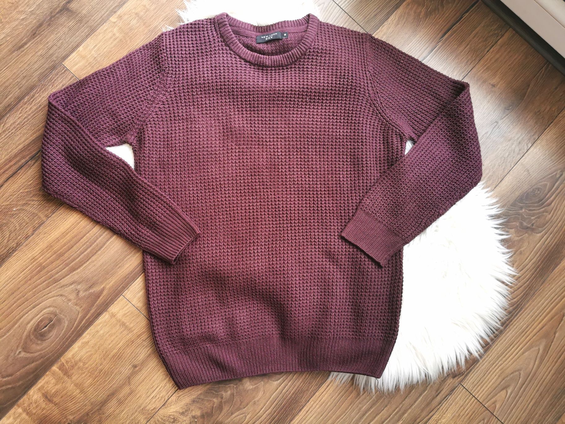 Sweter męski sweterek bluzka bluza męska wafelkowy M 38 dzianinowy