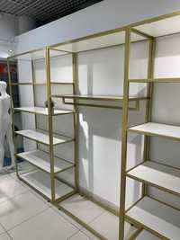 Меблі для магазину БУ (шафа, стелаж) білі золоті метал найкраща якість