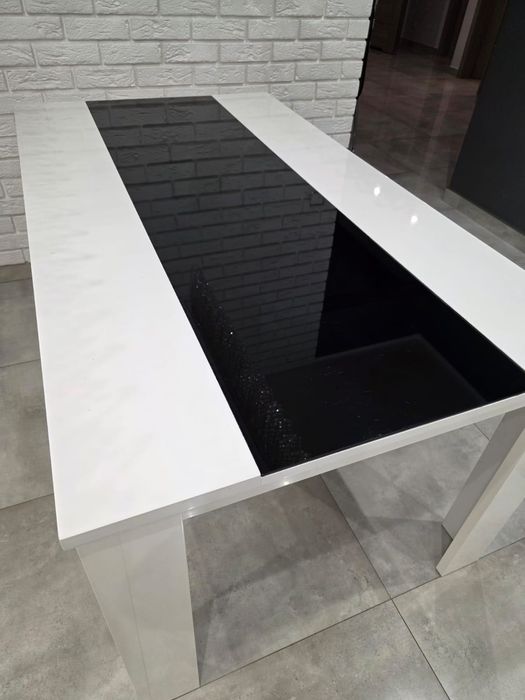 Stół biało czarny 160x90