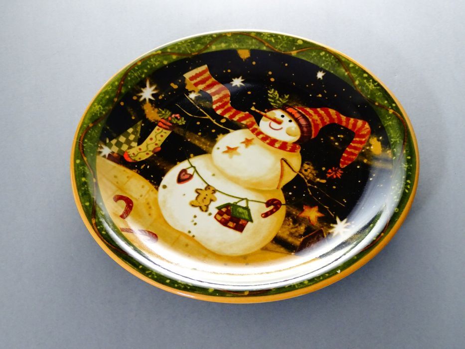 talerz ceramiczny boże narodzenie zima bałwan