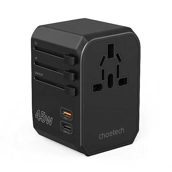 Ładowarka podróżna GaN Choetech PD6045 USB-C USB-A 45W z wtyczkami USA